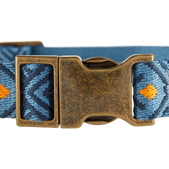 Top Paw® Blue Aztec Linen Blend Dog Collar - Picture 4 of 8